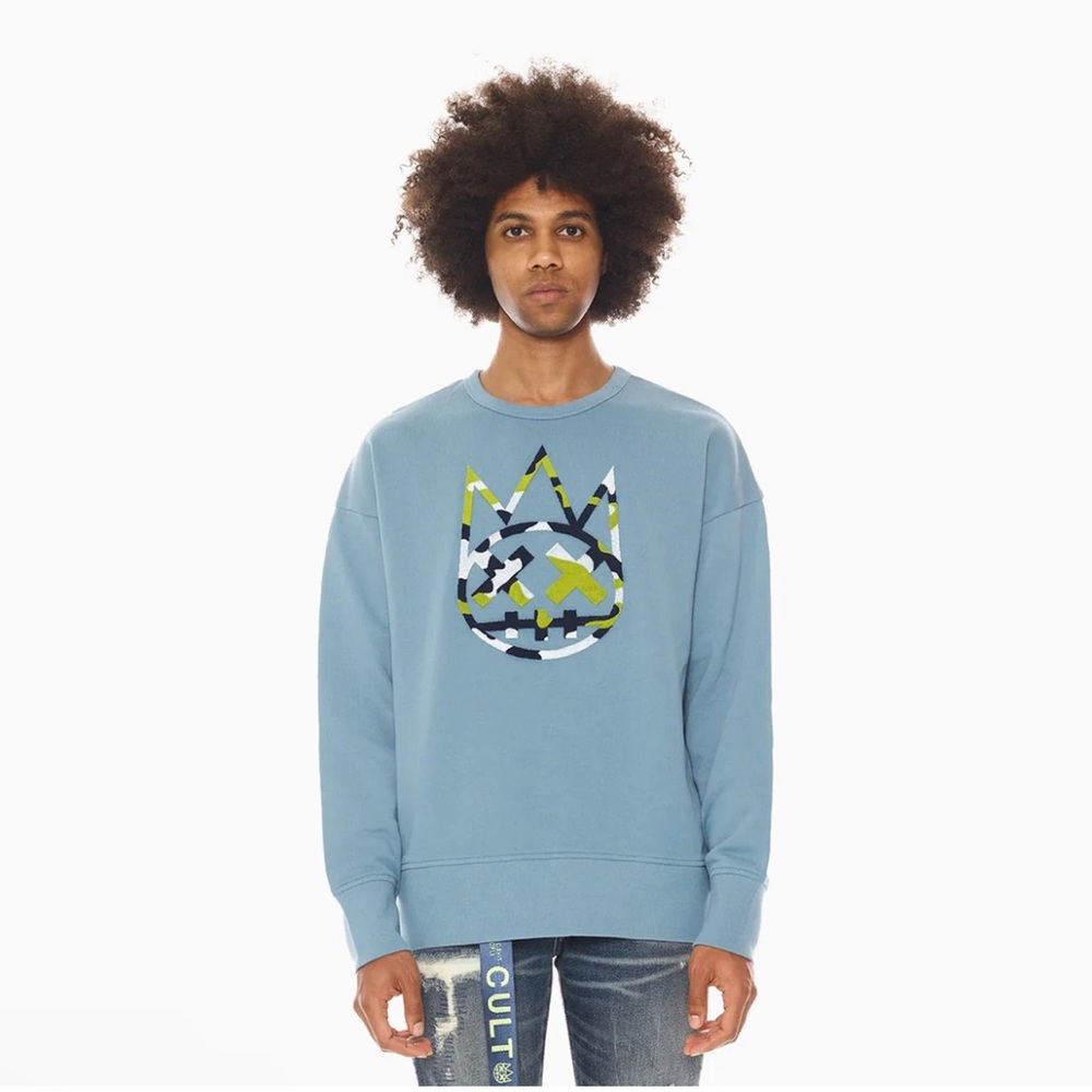 Cult of Individuality Crown Logo Crewneck Sweatshirt Mens S NWT Blue